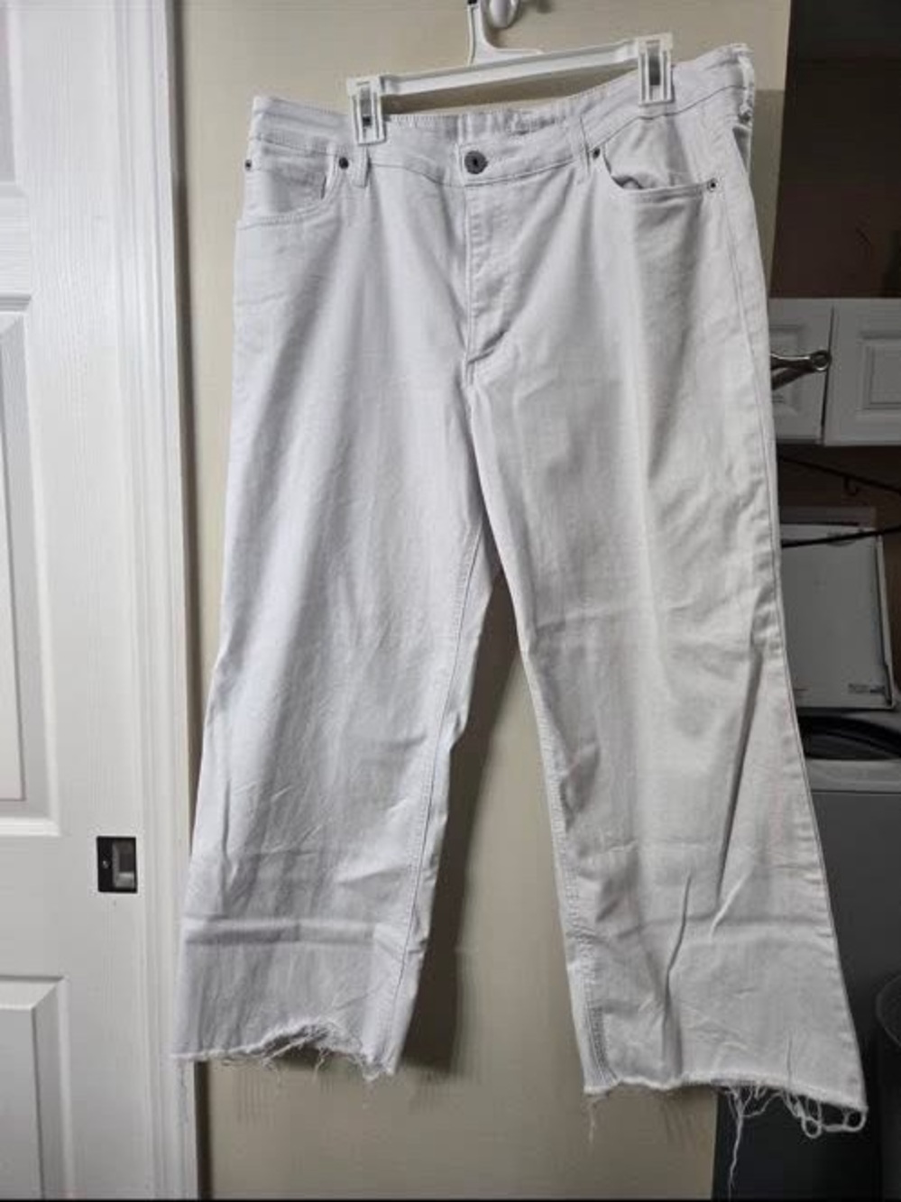 Women's White Wide Leg Jeans - Flare Hem